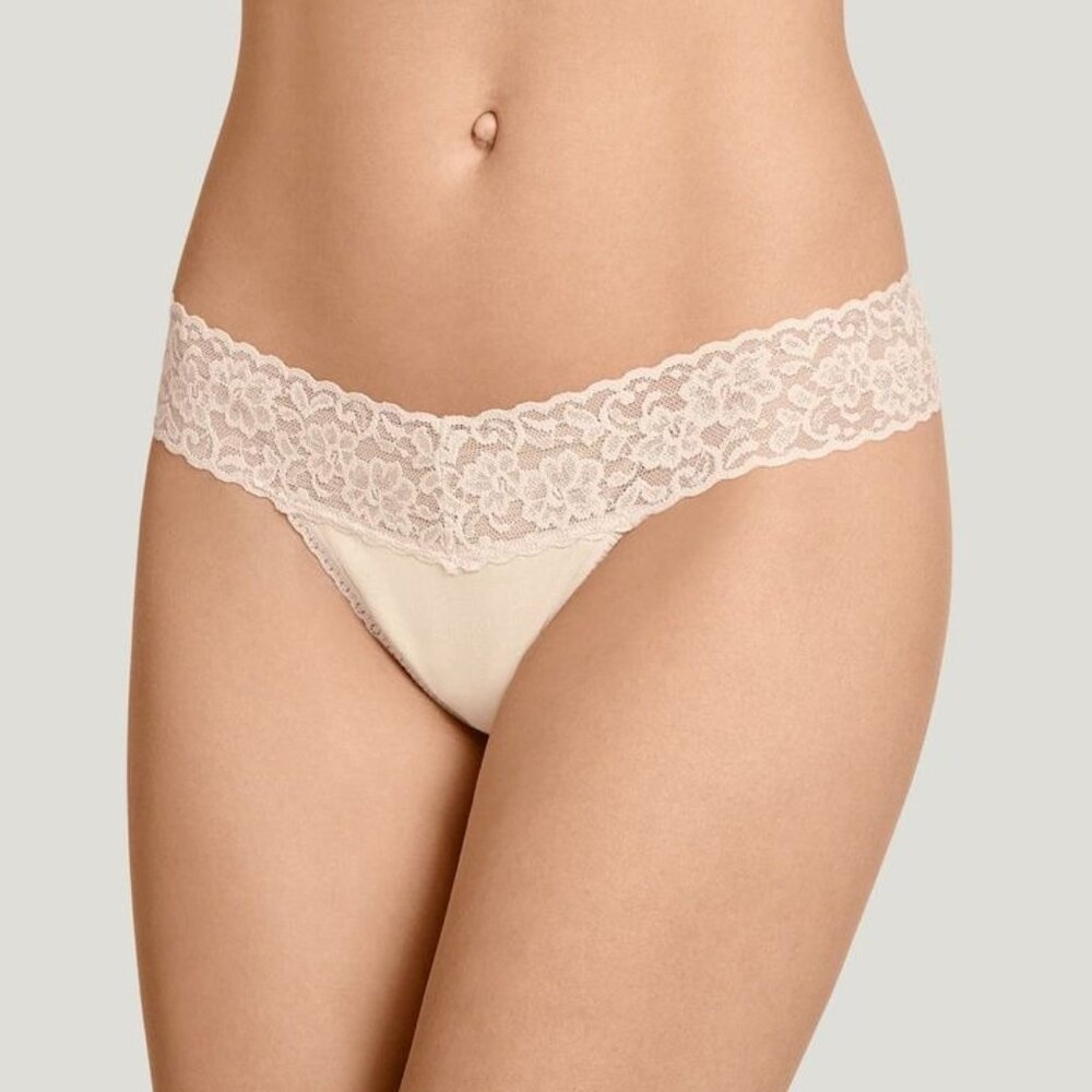 NWT Jockey Pack of 5 Sz XXL (9) Cotton Stretch Lace Thong Dusty Sand